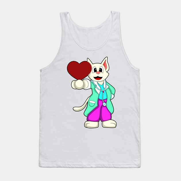 Cat as Doctor with Heart Tank Top by Markus Schnabel